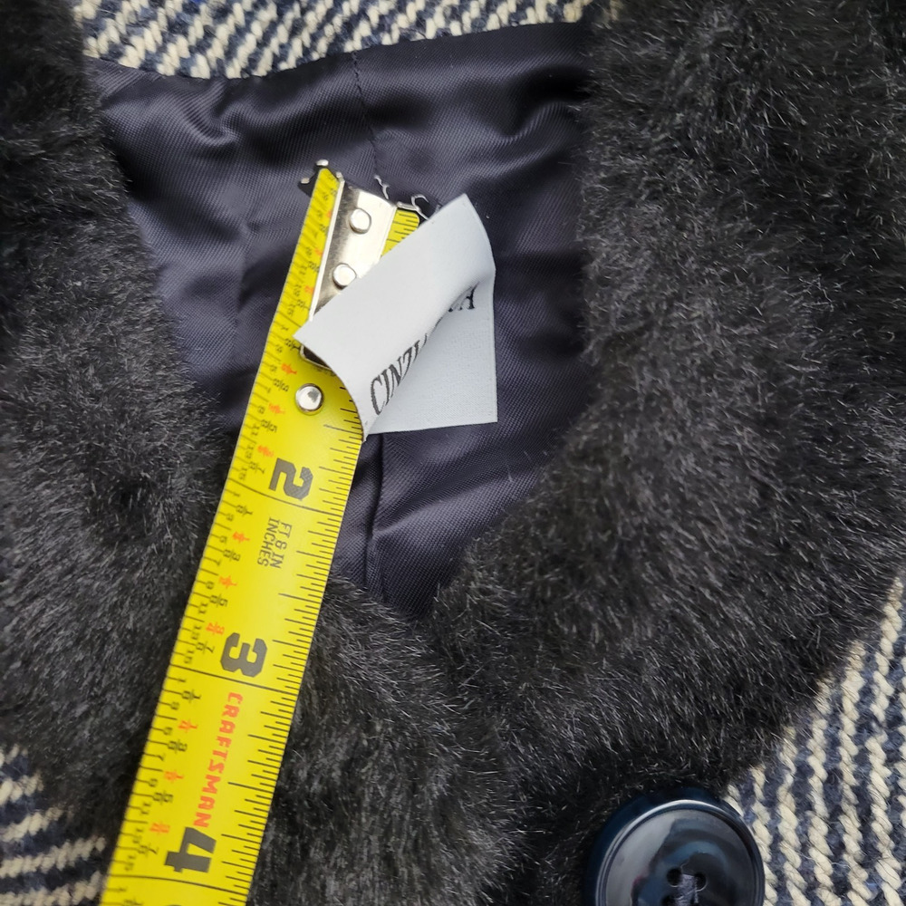 Cinzia Rocca Wool Coat Black Striped Size 8 Speckles Elegant Dinner in the City - Picture 8 of 16